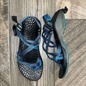 Chaco Black and Blue Strappy Sandals
